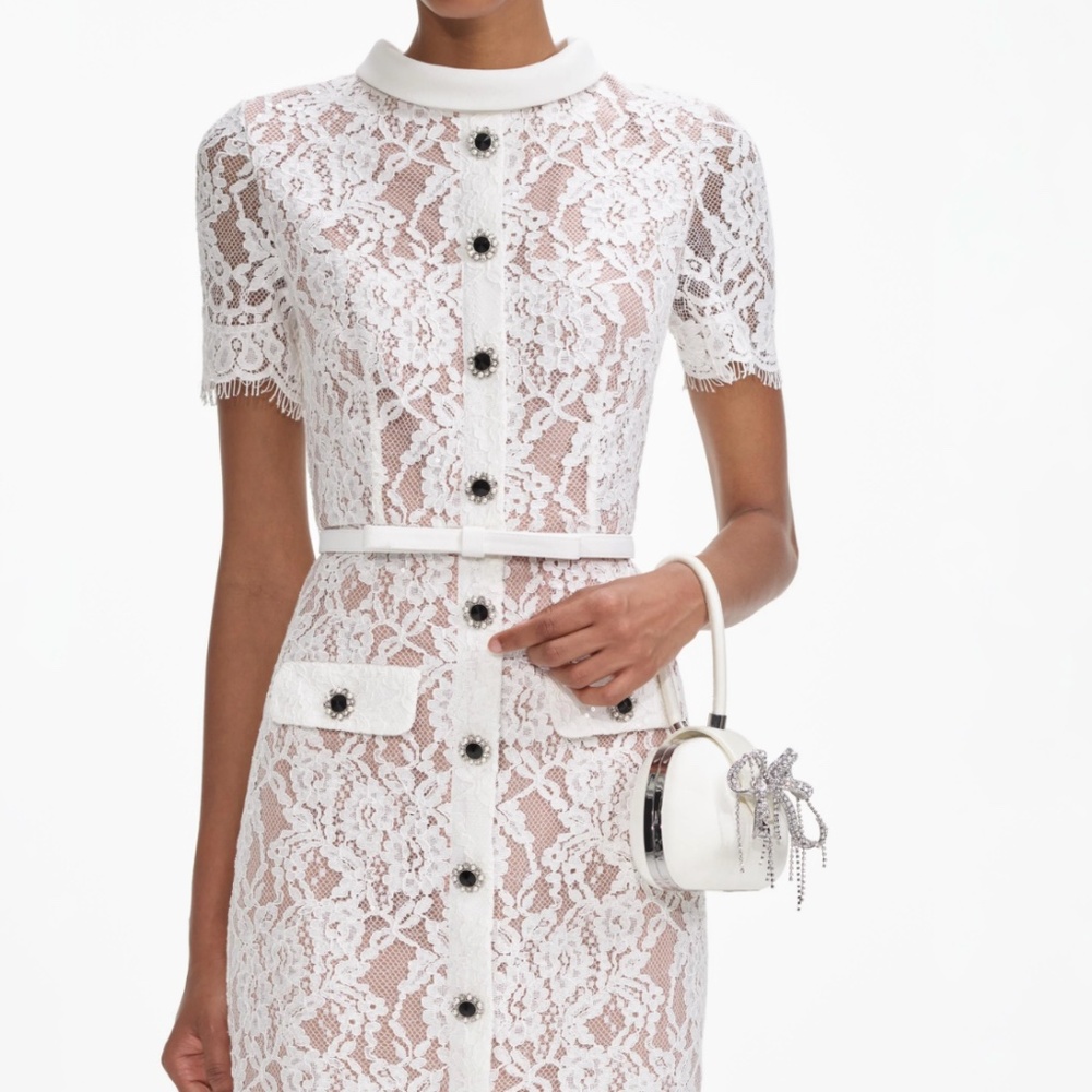 self-portrait White Lace Button Midi Dress 2026 - Size:US4 - MSRP $615 - NWT - Picture 4 of 9